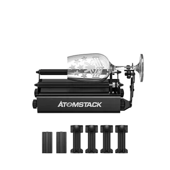 Ролик ATOMSTACK R3 Pro с вращающейся на 360 ° гравировкой цилиндрических объектов, вспомогательный ролик для лазерной гравировки