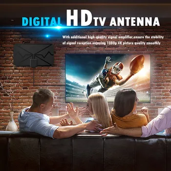 4K 36DBI С Высоким коэффициентом усиления HDTV DTV Box Цифровая Телевизионная Антенна 3600 Миль Усилитель-Бустер Активная Внутренняя Антенна HD Flat Design Fox DVB-T2 1