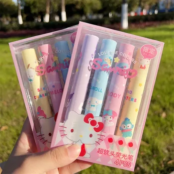 Милый хайлайтер Sanliou Ins Wind в мультяшной коробке из 4 предметов, разноцветные ручки ручной работы с сердечками для девочек