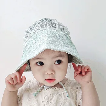 Летняя Милая кружевная детская шапочка с цветочным фруктовым принтом для новорожденных девочек, шляпы-капоты для путешествий, Пляжная Дышащая детская солнцезащитная кепка