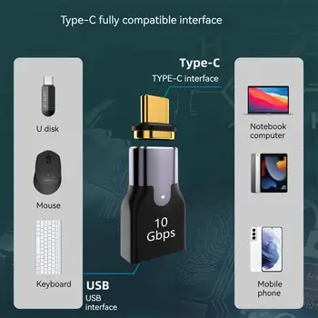 Магнитный OTG адаптер USB Type C Usb3.0 женский к штекерному разъему Type-c Передача данных со скоростью 10 Гбит / с Быстрая зарядка
