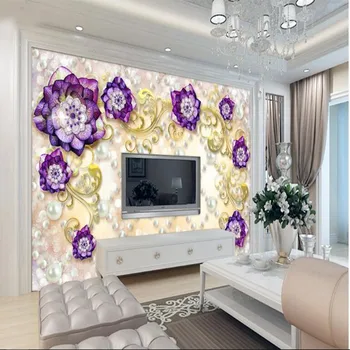 wellyu Изготовленная на заказ большая фреска благородная фиолетовая роза ювелирный фон нетканые материалы экологические обои papel de parede para quarto