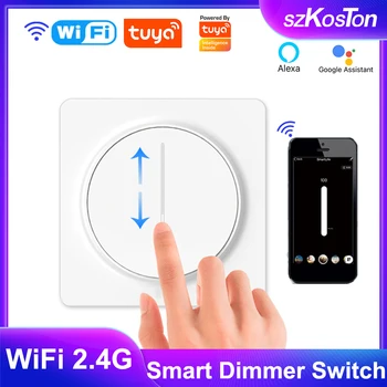 Tuya WiFi Smart Dimmer Switch AC 100-240 В Сенсорная Панель Затемнения Настенный Выключатель Smart Light APP Control Работает с Alexa Google Home