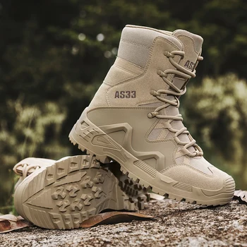 Военные ботинки для кемпинга в джунглях, мужские высокие повседневные кроссовки в стиле милитари большого размера, мужские нескользящие тактические походные ботинки