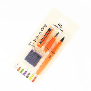 Jinhao 599 Оранжевый набор ручек 5шт Синие чернила Средний кончик тонкая перьевая ручка Студенческая каллиграфическая ручка Офисный бизнес
