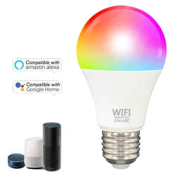 Умная Лампочка Wi-Fi LED RGB С изменением цвета Совместима с Amazon Alexa/ Google home / IFTTT/Tmall Genie Концентратор Не требуется A19 E27