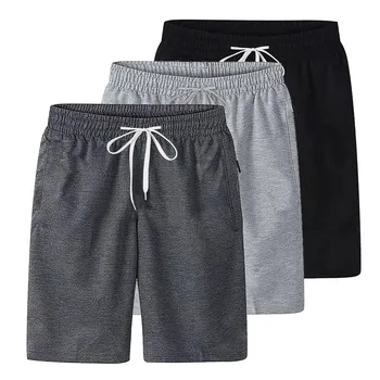 Мужские пляжные шорты, дышащие летние Удобные мужские однотонные спортивные штаны для спортзала, плавательные штаны, спортивные мужские бермуды для фитнеса
