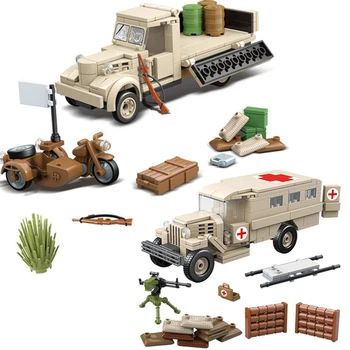 Немецкие военные грузовики Второй мировой войны, строительные блоки, Военные блоки, Автомобиль, танк, солдаты, Технические игрушки Российской армии для мальчиков, детские подарки для детей