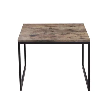 Темно-коричневый квадратный журнальный столик, 22,8-дюймовый промышленный коктейльный столик, стол для гостиной, подлокотник в форме седла, для гостиной. 2