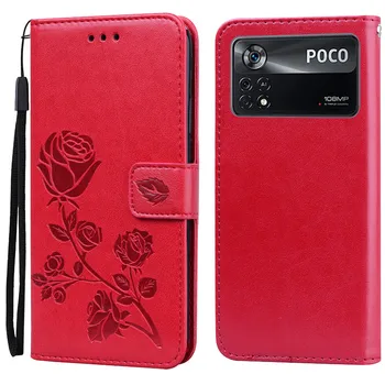 POCO X4 Pro 5G Case Флип-Бумажник-Книжка Кожаный Чехол Для Xiaomi Poco X4 Pro X4pro 4 Pro X4Pro 5G Чехлы Для телефонов Flower Coque Fundas Shell