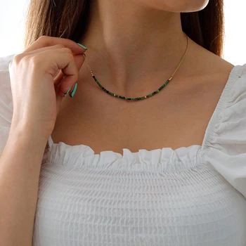 Ожерелье из граненого природного камня с натуральными камнями, расшитое бисером, 18 кг Collier Femme, женское ожерелье для женщин, эффектные ювелирные украшения