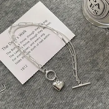 Дизайн кнопки OT, крутые украшения для рук, браслет в форме сердца из стерлингового серебра 925 пробы с двойной цепочкой 1