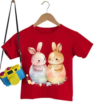 Винтажные Пасхальные футболки для мальчиков и девочек, модные топы с животными и кроликами, мультяшные пасхальные яйца, детские футболки, повседневная Пасхальная детская одежда