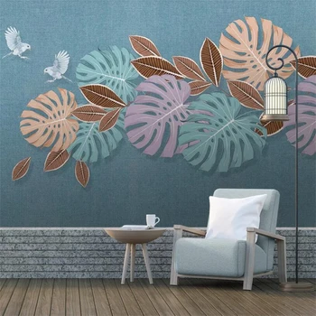wellyu, скандинавский минимализм, ручная роспись листьев тропических растений, светлый роскошный фон для стены, большие настенные обои на заказ
