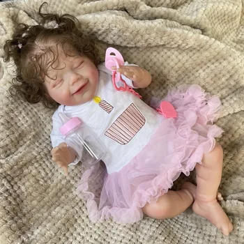 50 см Уже готовых кукол Reborn Baby April Smile Girl, полностью виниловое или мягкое тканевое тело, можно стирать, реалистичная кукла с 3D росписью