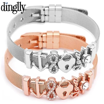 Модные сетчатые браслеты из нержавеющей стали DINGLLY Для женщин, цепочка для часов, бренды браслетов и браслеток для девочек, ювелирные изделия из бисера