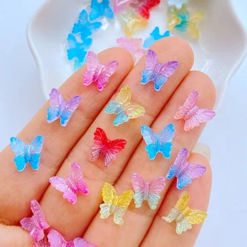 50 шт./упак. Модные украшения-бабочки из трехмерной смолы Aurora Magic Color Используются для украшения аксессуаров для нейл-арта