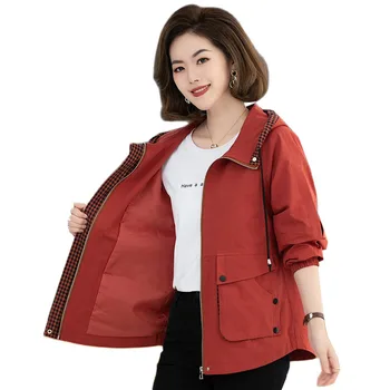 Весенне-осенняя куртка для мамы среднего возраста, женская куртка 2023, новая Корейская Дикая Короткая Свободная ветровка, женская верхняя одежда, базовая подкладка пальто