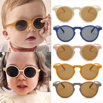 Новые детские винтажные матовые круглые солнцезащитные очки для улицы с защитой от солнца, акриловые солнцезащитные очки UV400 для маленьких девочек, модные детские очки