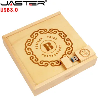 JASTER USB 3.0 Фотоальбом Деревянная Коробка Memory Stick Флешка 4 ГБ 8 ГБ 16 ГБ 32 ГБ 64 ГБ 128 ГБ Фотография Свадьба 1ШТ Бесплатный Пользовательский Логотип