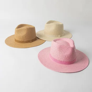 Простая весенне-летняя новая модная соломенная шляпа для улицы, универсальная повседневная шляпа с зонтиком, дорожная пляжная тканая шляпа с солнцезащитным кремом