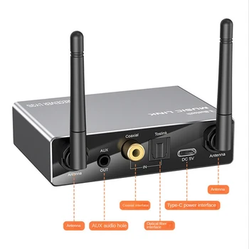 Черный Bluetooth-трансивер Hi-Fi Аудио AUX-приемник 3,5 мм адаптер цифроаналоговый преобразователь 5
