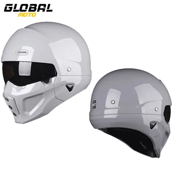 Мотоциклетный шлем с полным лицом Casco Moto Дышащий Вместительный ретро-шлем Защитное снаряжение Мягкая и удобная дышащая подкладка 0