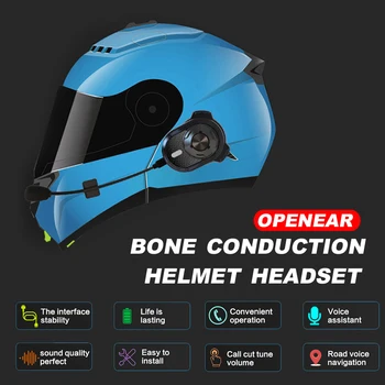 Мотоциклетный шлем OPENEAR T60, Bluetooth-гарнитура, Беспроводные наушники с костной проводимостью, наушники с микрофоном, динамик в шлеме 0