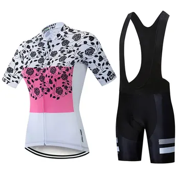 2023 Розовых велосипедных комплекта Женский Летний комплект из джерси для велоспорта с коротким рукавом Майки для шоссейных велосипедов Униформа для горных велосипедов MTB Велосипедная одежда