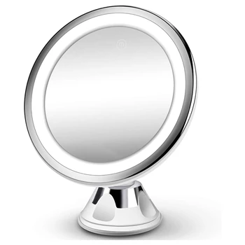10-кратное увеличительное косметическое зеркало с подсветкой -обновленное косметическое зеркало с 3 цветами и 28 светодиодными лампами, HD-управление нажатием кнопки