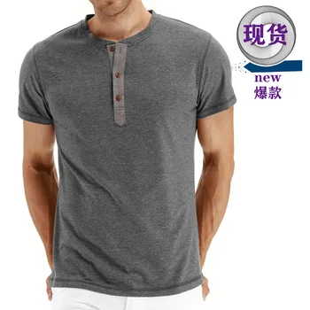 2023 Новый стиль, лидер продаж, европейская и американская мужская футболка с круглым вырезом и короткими рукавами для внешней торговли, мужская однотонная футболка