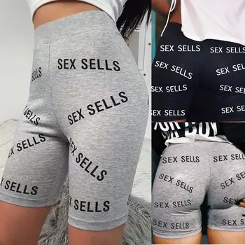 Женские обтягивающие спортивные байкерские шорты с высокой талией, сексуальные штаны для йоги с буквенным принтом H053