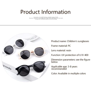 1-10 шт. Детские солнцезащитные очки для мальчиков и девочек в круглой оправе, Солнцезащитные очки, Индивидуальные Модные Очки для вечеринок, Очки с защитой от ультрафиолета, Детские 5