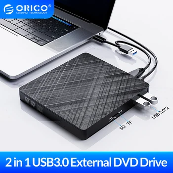 Внешний DVD-Привод ORICO USB 3.0 Высокоскоростное Чтение Оптических Приводов DVD-RW С Поддержкой TF/SD Reader Player для Ноутбука Macbook