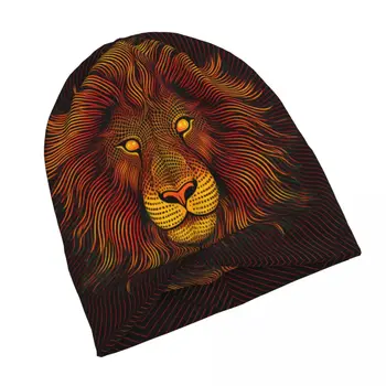 Портреты Льва в тонкой шапочке, повседневная вязаная шапка унисекс в стиле Триппи, всесезонные винтажные тюбетейки и Бини