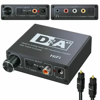 Hifi DAC Amp Цифроаналоговый Аудиопреобразователь RCA 3,5 мм Усилитель Для Наушников Оптический Коаксиальный Выход Toslink Портативный DAC 24bit