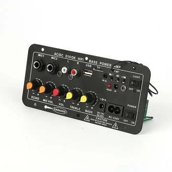 AC 220V 12v 24V 200 Вт Цифровой стереоусилитель Bluetooth, сабвуфер, двойной микрофон, Караоке-усилители для 8-12-дюймового динамика 3