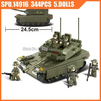 0305 344 шт. военные войны танки армия Меркава армейское оружие мальчик строительные блоки игрушечный кирпич