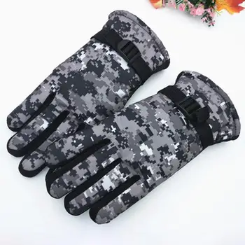 1 пара лыжных перчаток, камуфляжные велосипедные перчатки, нескользящие тепловые перчатки с полными пальцами