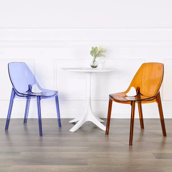 Дизайнерские обеденные стулья на открытом воздухе, Акриловые Эргономичные обеденные стулья, Дешевые Модные стулья, Профессиональные аксессуары для интерьера парикмахерской Silla 3