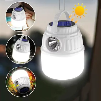 Новый USB Перезаряжаемый Светодиодный Солнечный фонарь для кемпинга Портативный Фонарик Наружная лампа для палатки Аварийные Ночные светильники для барбекю Рыбалка Пешие прогулки