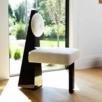 Дизайнер FULLLOVE Креативный обеденный стул из овечьего бархата в форме письменного стола, стул для изысканного макияжа, мебель для гостиной и столовой 5