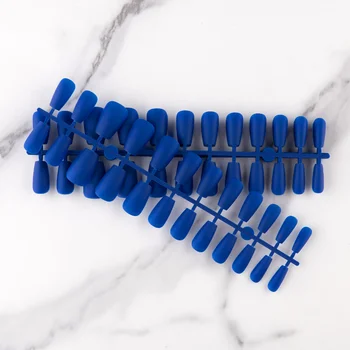 24шт Синие матовые квадратные накладные ногти Ballet Press на ногтях Типсы для нейл-арта искусственные ногти поддельные ногти