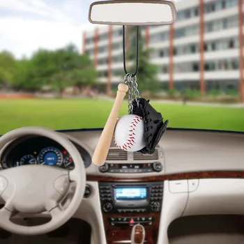 Автомобильные подвесные бейсбольные перчатки с битой, Подвесные украшения для зеркала заднего вида в салоне автомобиля, подвесная отделка для стайлинга автомобилей