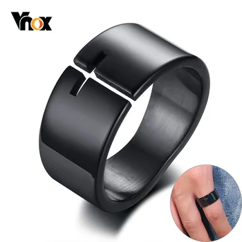 Vnox Стильное кольцо с полым крестом для мужчин, черная лента неправильной формы из нержавеющей стали, повседневные мужские религиозные украшения с Иисусом 0