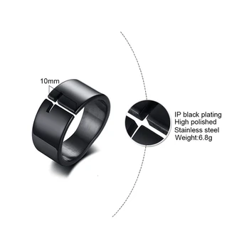 Vnox Стильное кольцо с полым крестом для мужчин, черная лента неправильной формы из нержавеющей стали, повседневные мужские религиозные украшения с Иисусом 4
