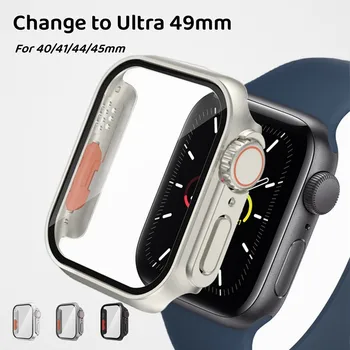 Чехол для часов Apple Watch 8 7 45 мм 41 мм 44 мм 40 мм Замените на Apple Watch Ultra 49 мм PC Case Протектор экрана из закаленного Стекла