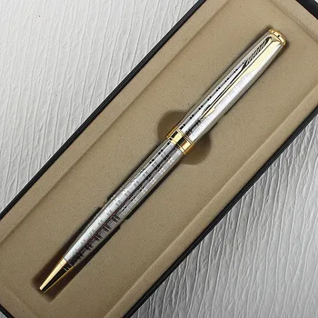 Роскошное металлическое качество, 1 шт. новая шариковая ручка серебристо-золотого цвета, подарочная металлическая шариковая ручка, канцелярские принадлежности, чернильные ручки