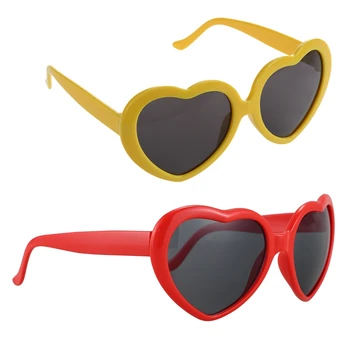 Ретро Солнцезащитные очки Love Heart в форме Лолиты, маскарадная вечеринка, ЯРКО-красные и летние Солнцезащитные очки Love Heart в форме желтого цвета
