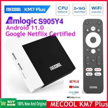 Медиаплеер MECOOL KM7 Plus Amlogic S905Y4 2GB 16GB TV Box Netflix 4k Сертифицированный Google ATV AV1 1080P 4K 60pfs Android 11.0